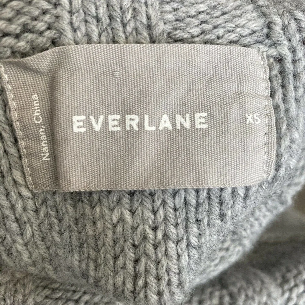 Everlane Cable Knit Gray Sweater mock neck size XS 100% Wool - Picture 9 of 12